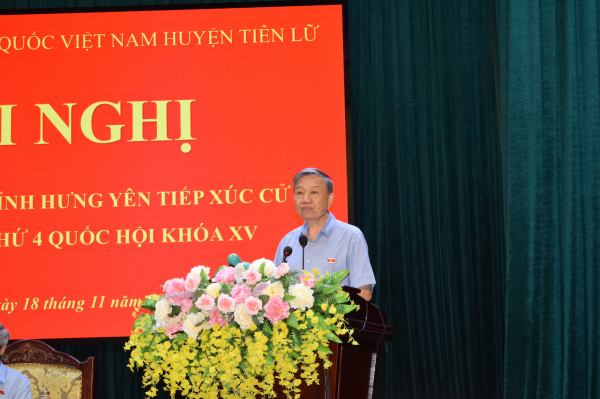 Bộ trưởng Tô Lâm tiếp xúc cử tri huyện Tiên Lữ -0