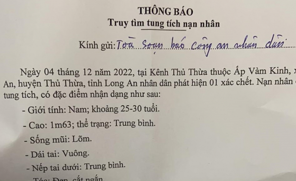 Nam thanh niên xăm trổ tử vong bất thường dưới kênh Thủ Thừa -0