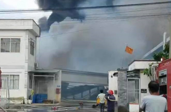Huy động lực lượng chữa cháy  công ty trong KCN Hải Sơn -4