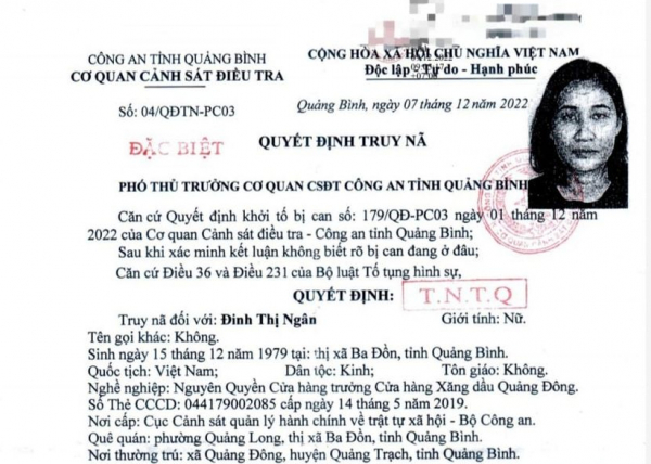 Truy nã đặc biệt cửa hàng trưởng xăng dầu tham ô gần 1 tỷ đồng -0