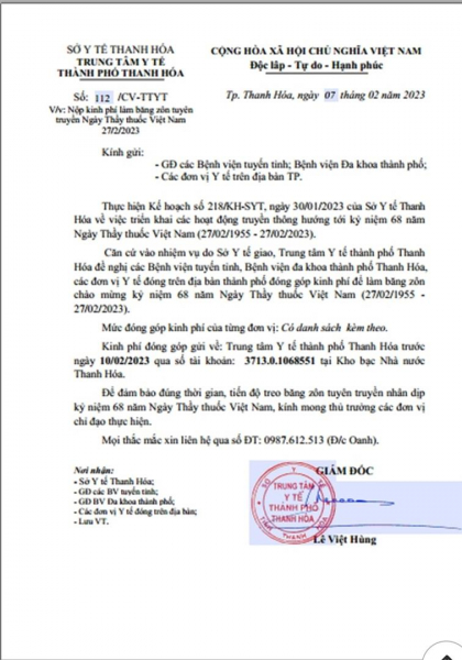 Lạ lùng công văn “xin tiền” các bệnh viện ở Thanh Hóa -0