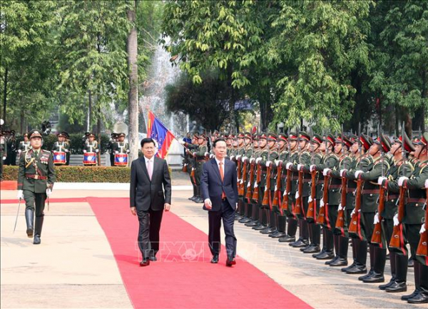 Lễ đón chính thức Chủ tịch nước Võ Văn Thưởng thăm hữu nghị Lào -0