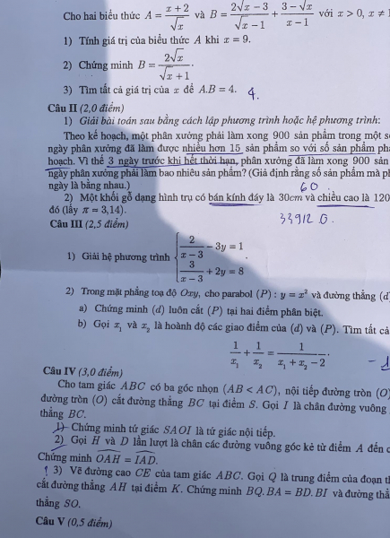 Gợi ý đáp án môn Toán thi vào lớp 10 -0