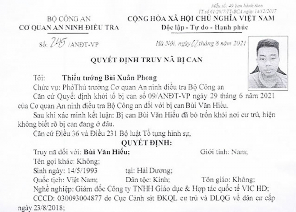 Thông báo của Cơ quan An ninh điều tra Bộ Công an -0