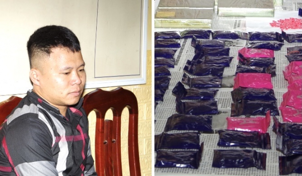 Ém 5 bánh heroin cùng hơn 10 ngàn viên ma túy trong balo quần áo theo xe khách về Hà Nam -0
