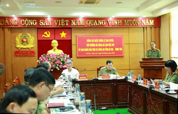 Thứ trưởng Lê Văn Tuyến làm việc với UBND tỉnh và Công an tỉnh Bà Rịa-Vũng Tàu  -0