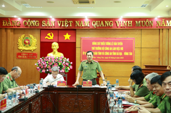 Thứ trưởng Lê Văn Tuyến làm việc với UBND tỉnh và Công an tỉnh Bà Rịa-Vũng Tàu  -0