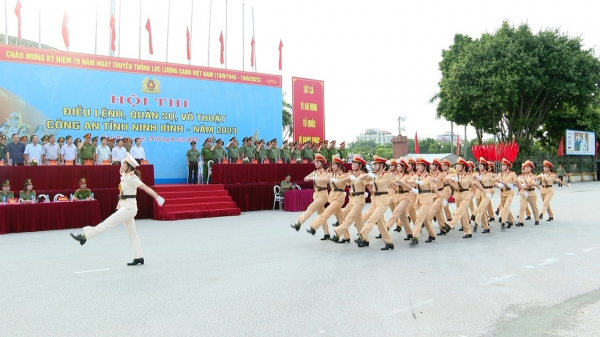 Công an Ninh Bình tổ chức Hội thi điều lệnh, quân sự, võ thuật -0