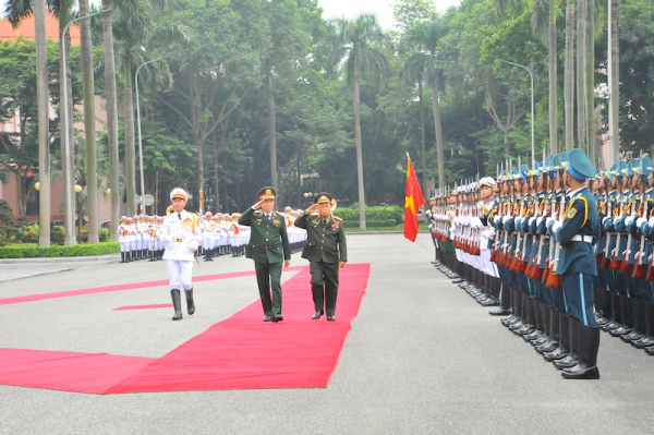 Đại tướng Lương Cường chủ trì lễ đón Chủ nhiệm Tổng cục Chính trị Quân đội nhân dân Lào -0