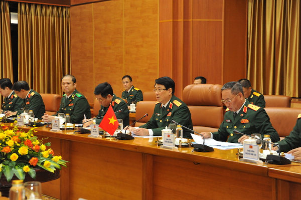 Đại tướng Lương Cường chủ trì lễ đón Chủ nhiệm Tổng cục Chính trị Quân đội nhân dân Lào -0