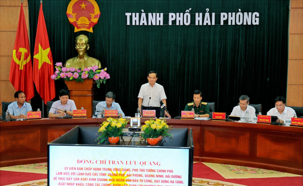 Phó Thủ tướng Chính phủ Trần Lưu Quang làm việc với lãnh đạo 3 địa phương Hải Phòng, Quảng Ninh và Hải Dương -0