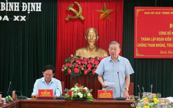 Bộ trưởng Tô Lâm làm Trưởng đoàn kiểm tra công tác phòng, chống tham nhũng, tiêu cực tại Bình Định -0