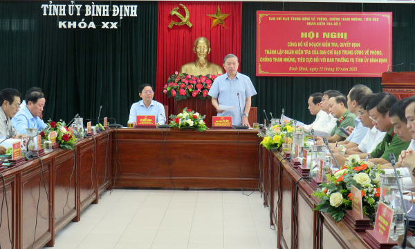 Bộ trưởng Tô Lâm làm Trưởng đoàn kiểm tra công tác phòng, chống tham nhũng, tiêu cực tại Bình Định -0