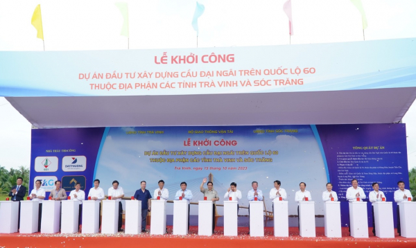 Khởi công cầu Đại Ngãi vượt sông Hậu nối tỉnh Trà Vinh và Sóc Trăng -0