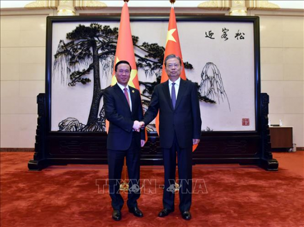 Chủ tịch nước Võ Văn Thưởng hội kiến Ủy viên trưởng Nhân đại toàn quốc Trung Quốc Triệu Lạc Tế -0