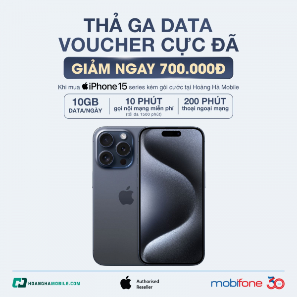 Mua iPhone 15 chỉ từ 20.690.000đ khi mua gói cước độc quyền từ nhà mạng MobiFone -0