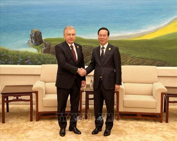 Chủ tịch nước Võ Văn Thưởng gặp Tổng thống Uzbekistan -0