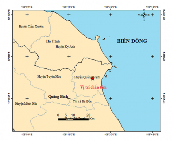 Động đất mạnh 4 độ Richter xuất hiện ở Quảng Trạch, Quảng Bình -0