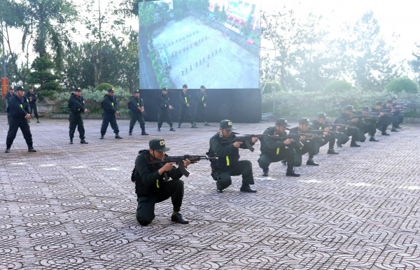 Công an Đắk Nông diễn tập phương án huy động, ra quân thực hiện nhiệm vụ của Tiểu đoàn CSCĐ dự bị chiến đấu -0