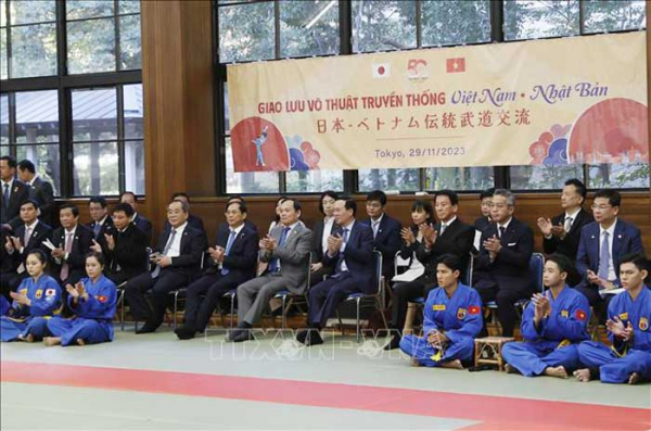 Chủ tịch nước Võ Văn Thưởng dự chương trình giao lưu võ thuật Việt Nam - Nhật Bản -0