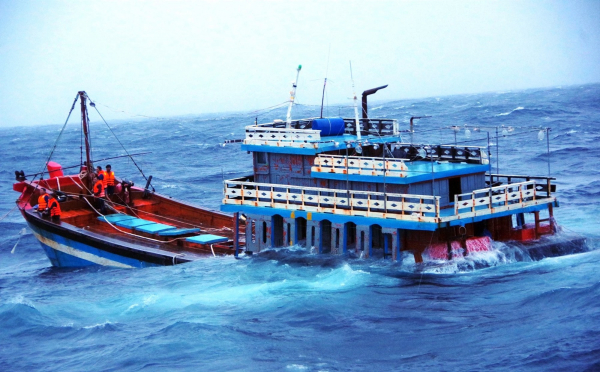 Tàu bị phá nước chìm ở quần đảo Hoàng Sa, 11 ngư dân được cứu nạn kịp thời -0