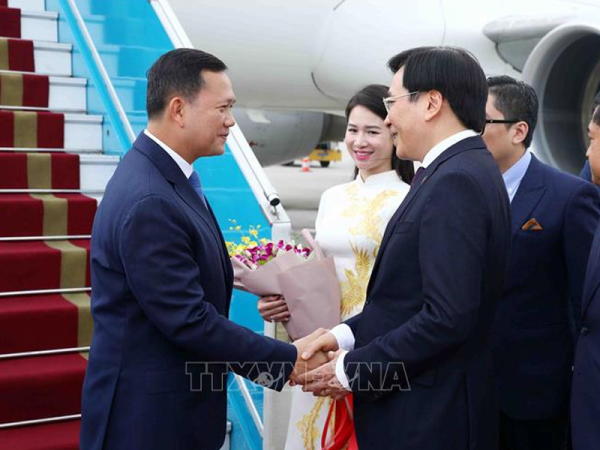 Thủ tướng Vương quốc Campuchia Hun Manet đến Hà Nội, bắt đầu thăm chính thức Việt Nam -0