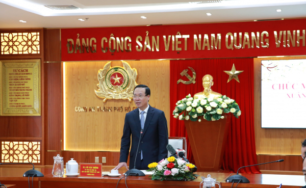 Chủ tịch nước Võ Văn Thưởng thăm và chúc Tết Công an TP Hồ Chí Minh -0