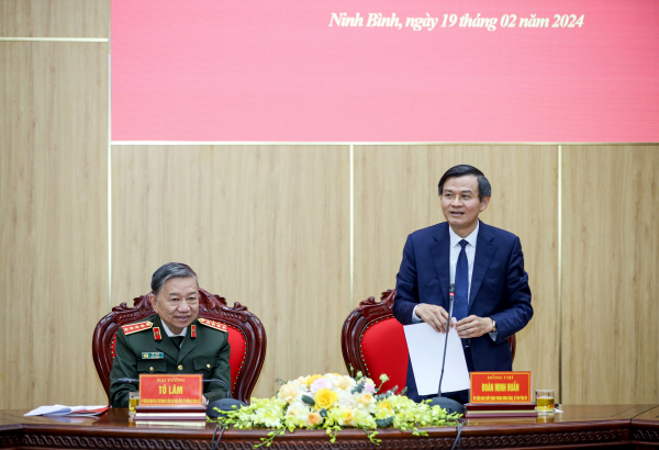 Bộ trưởng Tô Lâm làm việc với Ban Thường vụ Tỉnh ủy Ninh Bình -0