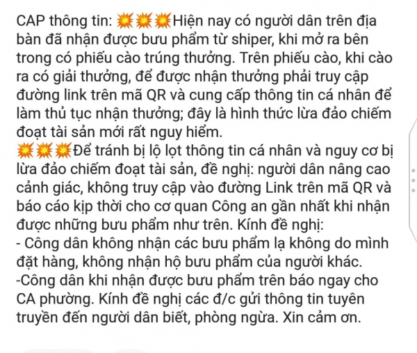 Cảnh báo chiêu trò quét mã QR lừa đảo trúng thưởng  -0