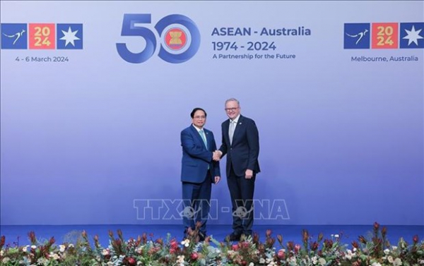 Welcome ceremony held for heads of delegations to ASEAN-Australia Special Summit -0