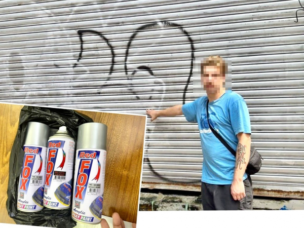 Vẽ bậy trên đường phố, 1 người nước ngoài bị phạt 1,5 triệu đồng -0