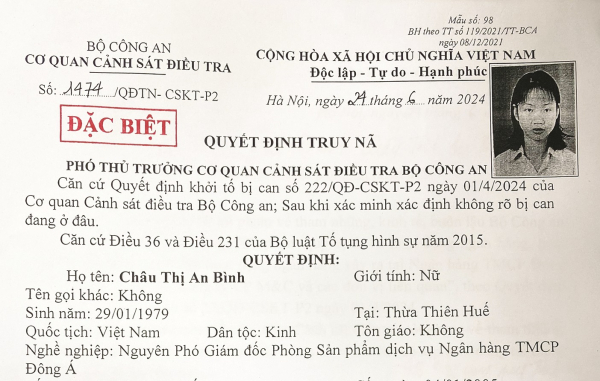 Truy nã bị can Châu Thị An Bình -0