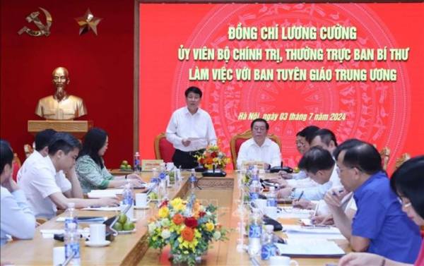 Thường trực Ban Bí thư thăm, làm việc với Ban Tuyên giáo Trung ương -0