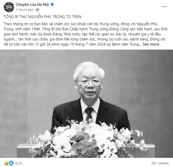 Mạng xã hội Việt Nam nhuộm đen kính tiễn Tổng Bí thư Nguyễn Phú Trọng -4