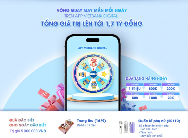 Vietbank ra mắt chương trình khuyến mại “Quà tặng tiền tỷ - Chào thu hết ý” -0