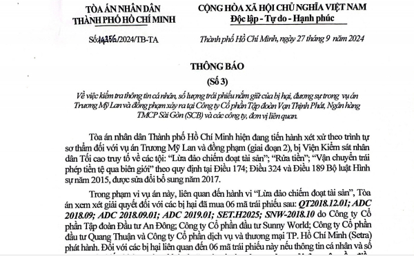 “Đại án” Vạn Thịnh Phát: Thông tin đáng lưu ý đối với các bị hại mua 6 mã trái phiếu  -0