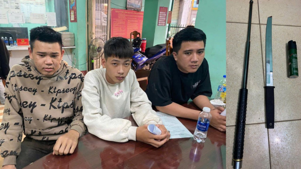 Bắt các đối tượng dùng hung khí gây thương tích tại quán nhậu -0
