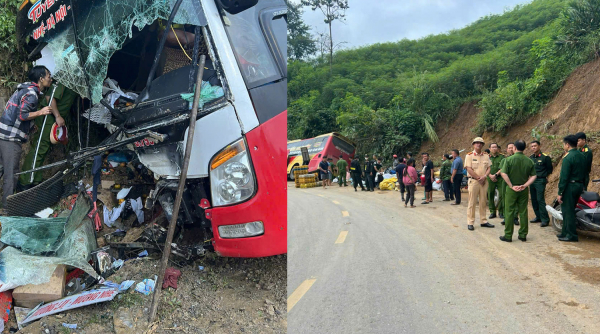 Ô tô khách mất lái, đâm vào tà luy khiến 20 người thương vong -0