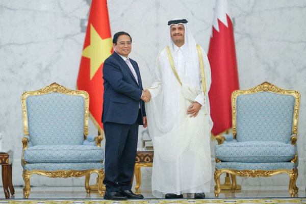 Thủ tướng Phạm Minh Chính hội đàm với Thủ tướng Qatar -0