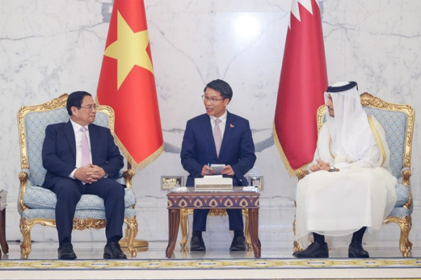 Thủ tướng Phạm Minh Chính hội đàm với Thủ tướng Qatar -0