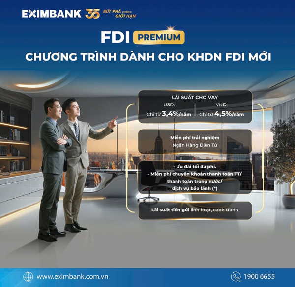 Eximbank ra mắt gói ưu đãi tín dụng 3.000 tỷ đồng hỗ trợ doanh nghiệp FDI tăng trưởng cuối năm -0