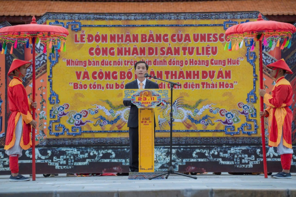 Huế đón nhận bằng của UNESCO và công bố hoàn thành dự án tu bổ Điện Thái Hoà -0