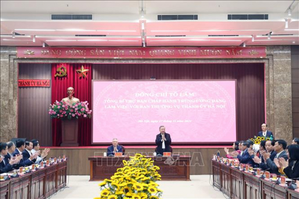 Tổng Bí thư Tô Lâm làm việc với Ban Thường vụ Thành ủy Hà Nội -0