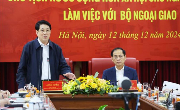 Chủ tịch nước Lương Cường làm việc với Bộ Ngoại giao -0