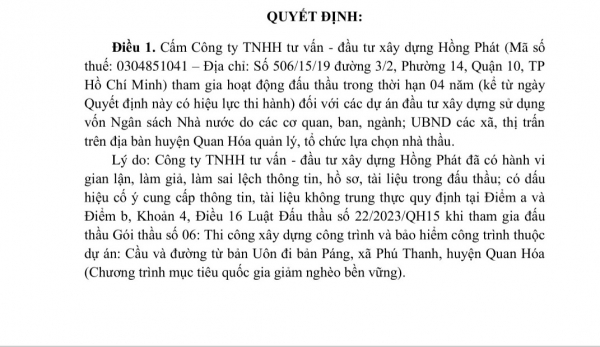 Cấm thầu 3 công ty, tịch thu hơn 1,7 tỷ đồng tiền bảo lãnh -0