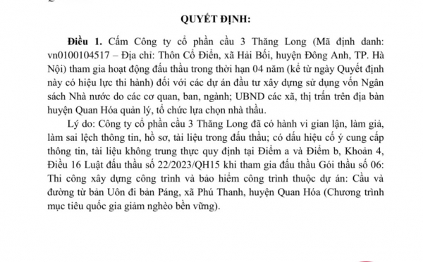 Cấm thầu 3 công ty, tịch thu hơn 1,7 tỷ đồng tiền bảo lãnh -0