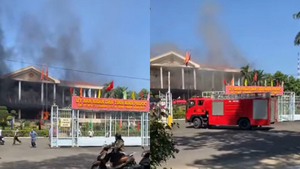Cháy tại trụ trở UBND tỉnh Bình Phước -0