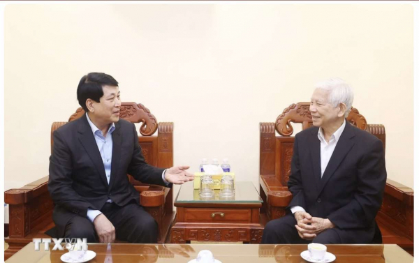 Chủ tịch nước Lương Cường chúc Tết các đồng chí nguyên Chủ tịch nước -0