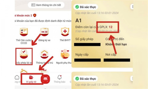 Người dân có thể tự theo dõi số điểm của bằng lái xe qua ứng dụng VNeID -0