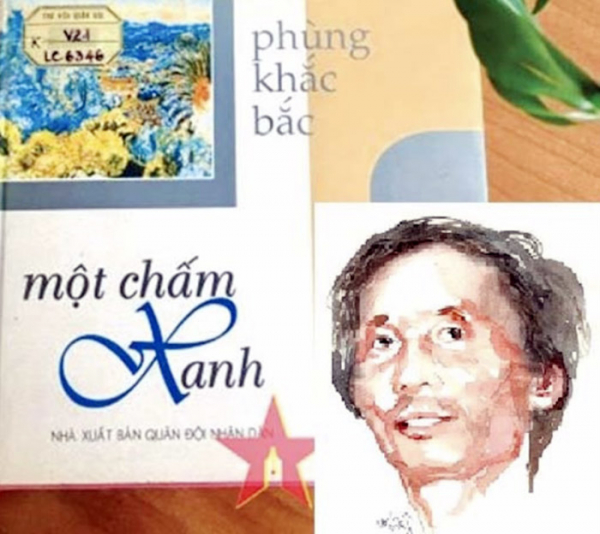 bìa tập thơ một chấm xanh và ký họa chân dung phùng khắc bắc.jpg -0